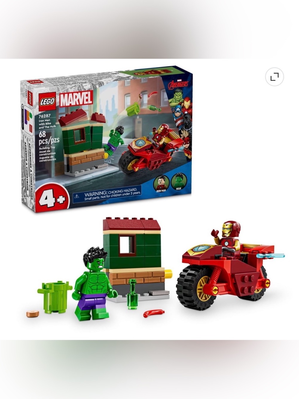 Marvel LEGO Iron Man and Hulk Bike Playset - Red, Green, Gold